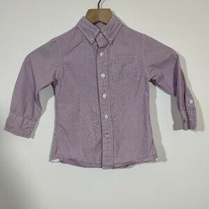 Crewcuts Boys Button Up Cotton Shirt Size 3 Seersucker Purple Preppy Easter
